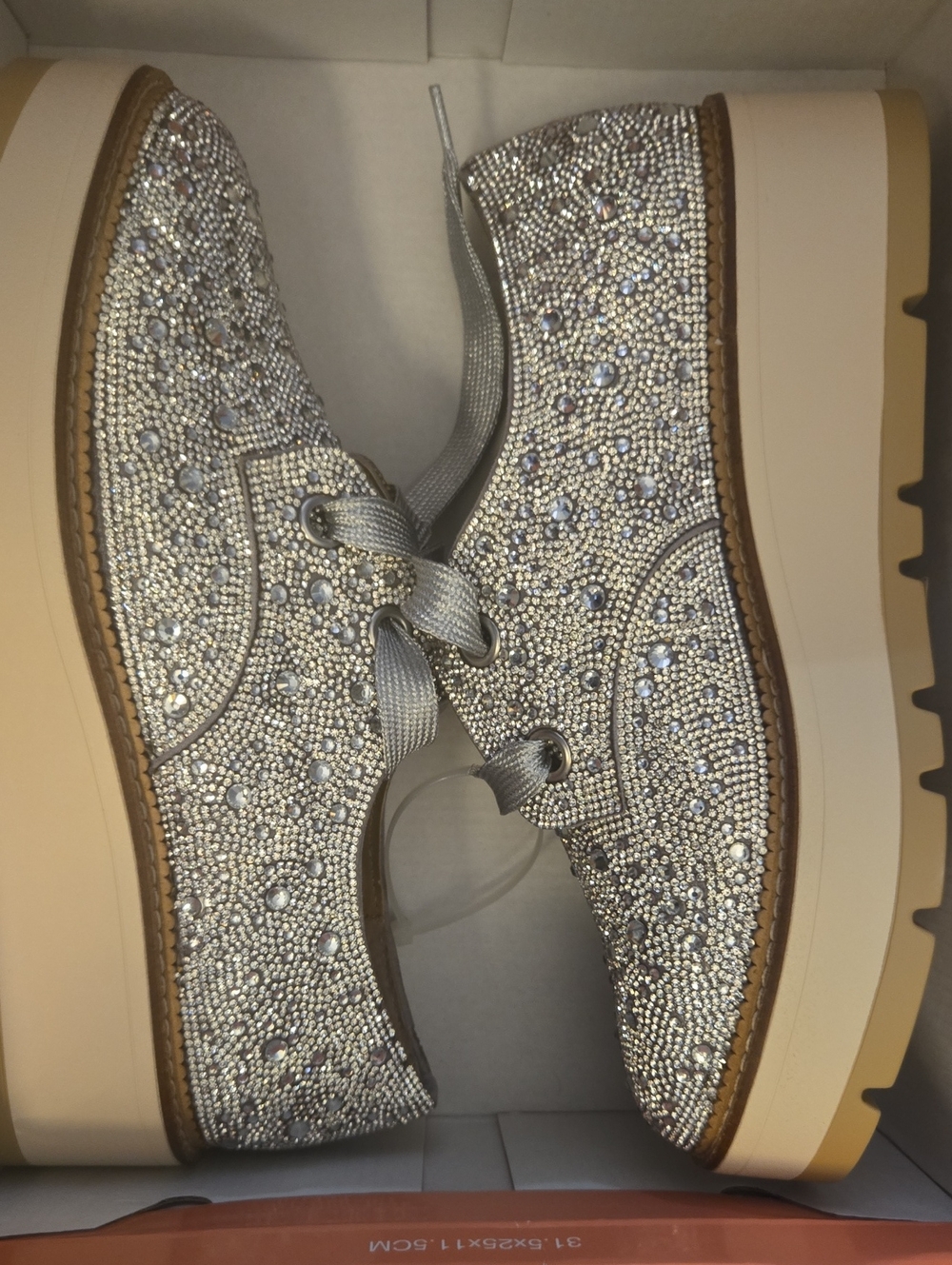 Giani Bernini Re-Vival Silver Crystal Embellished Women's Platform Oxford, 8.5